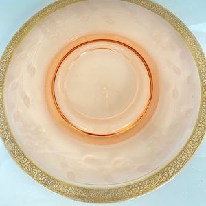 Vintage glass plate etched glass gold trim plate true vintage Art Deco style